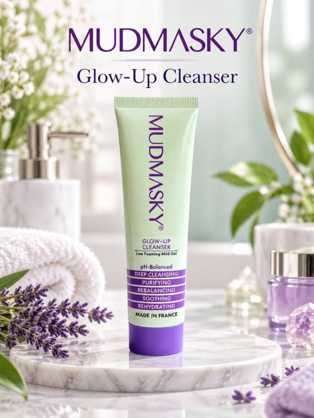 MUDMASKY Glow-Up Cleanser 50 mL pH Balanced Made in France